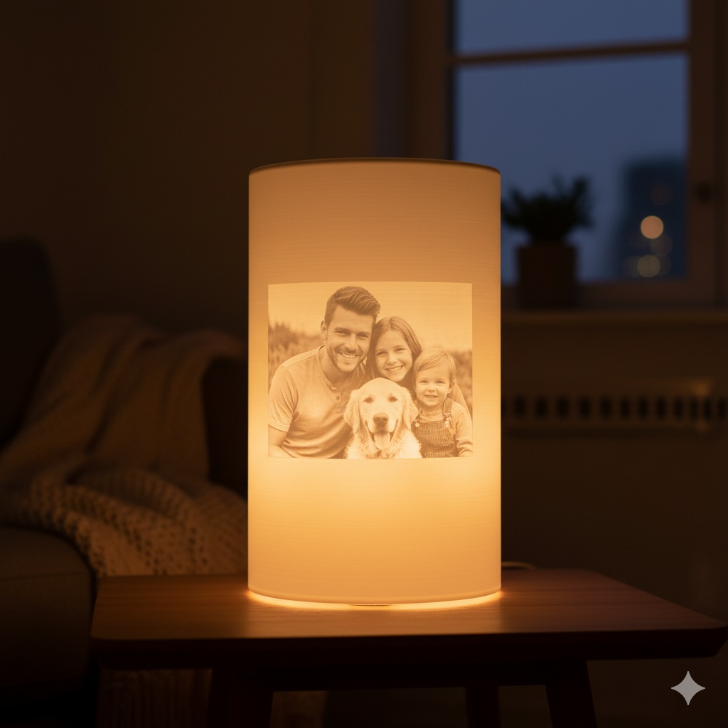 Lámpara litofanía con una foto familiar