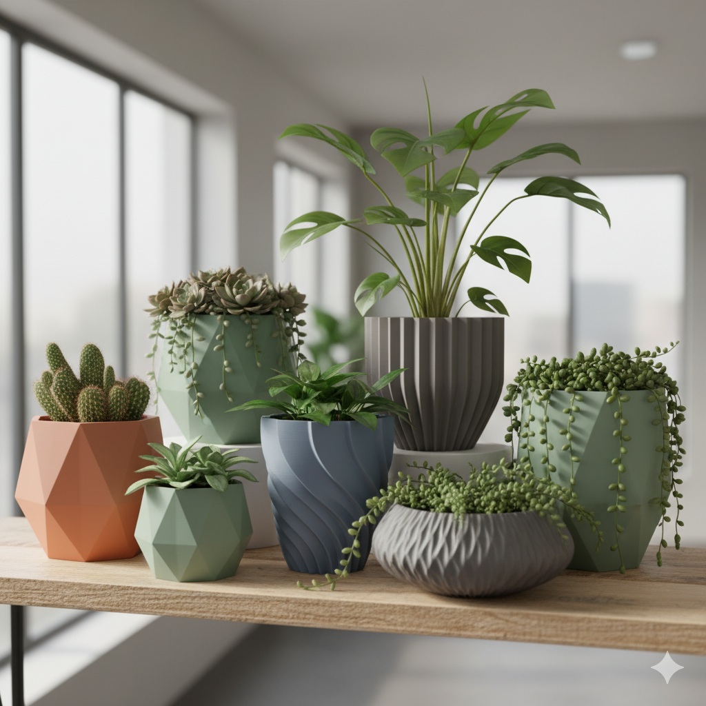 Macetas de diseño impresas en 3D